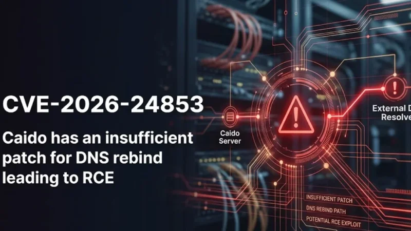 Featured image for post: CVE-2026-24853 : Caido has an insufficient patch for DNS rebind leading to RCE